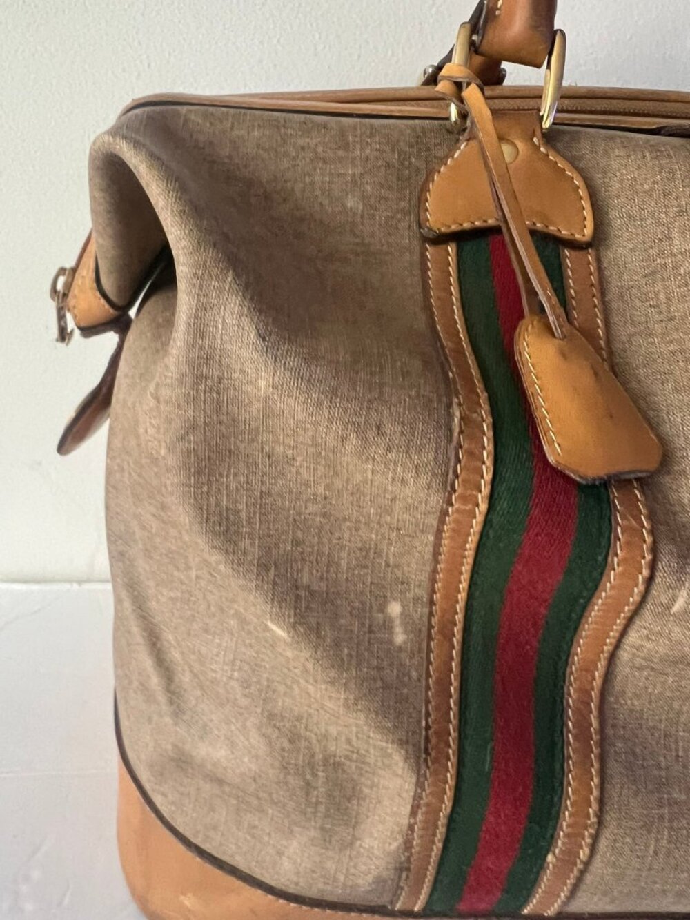 VINTAGE 70'S GUCCI BOSTON CANVAS DUFFLE TRAVEL BAG - Picture 6 of 17